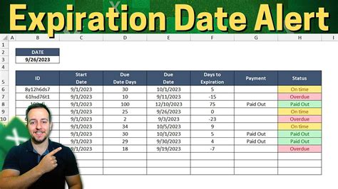 Expiration Date Alerts with Conditional Formatting in Excel Over Due