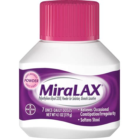 Expired miralax. Start the Miralax preparation between 2pm and 4pm. Pour out about 8 oz. of Gatorade or G2 to allow room for the Miralax. Mix the 8.3 oz. of Miralax (14 doses bottle) with the Gatorade in a large pitcher or bowl. Drink one 8 oz. glass of the solution every 15 minutes until the mixture is gone. If you experience nausea or vomiting rinse your ... 