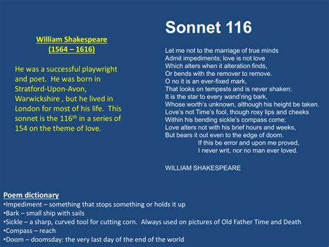 Explain each stanza in the sonnet 116? - eNotes.com