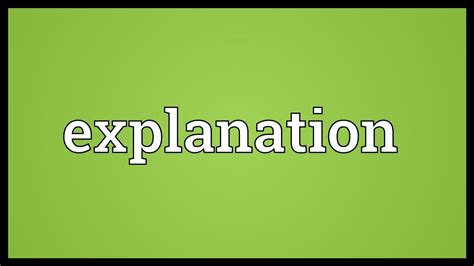 Explanation meaning