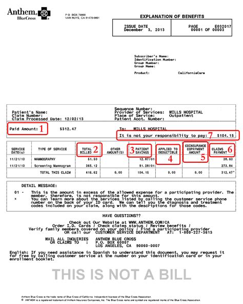 Explanation of Benefits