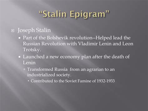 Explanation of THE STALIN EPIGRAM by OSIP EMILYEVICH ...