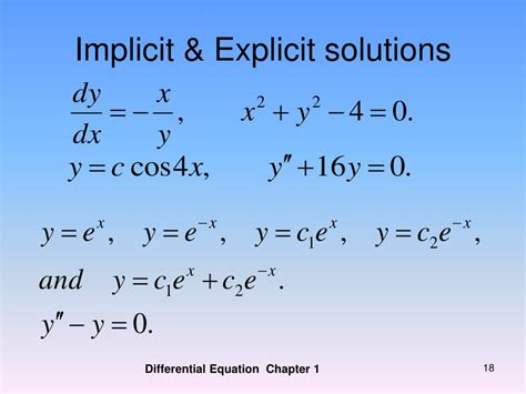 Explicit Solutions Of Differential Equations