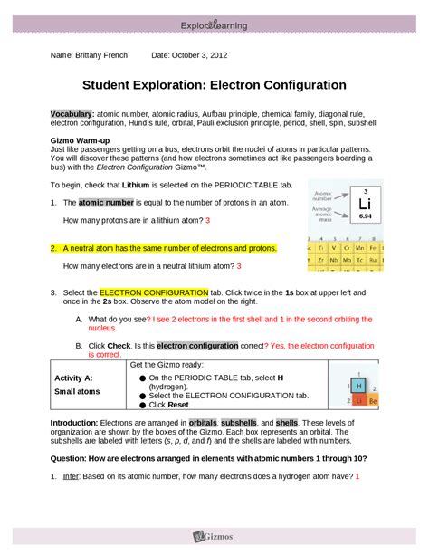 Exploration Student Configuration Electron Answers