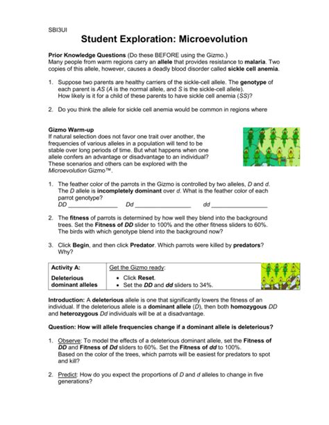Exploration Student Learning Microevolution Explore Answers