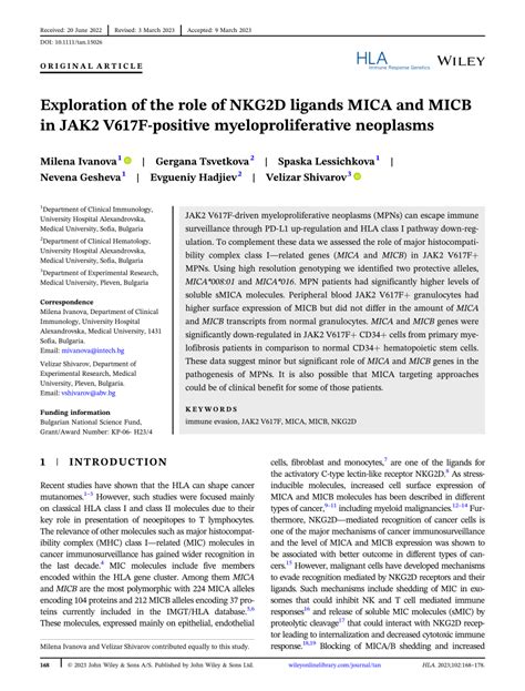 Exploration of the role of NKG2D ligands MICA and MICB in JAK2 …