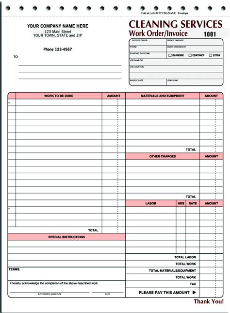 Explore Our Example of Cleaning Service Work Order Template Cleaning