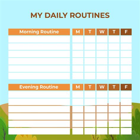 Explore Our Image of Daily Routine Chart Template Routine chart