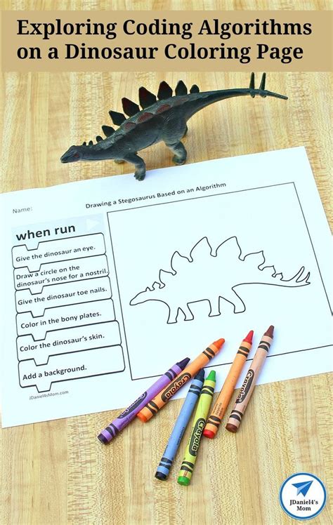 Exploring Coding Algorithms on a Dinosaur Coloring Page Set JDaniel4s Mom