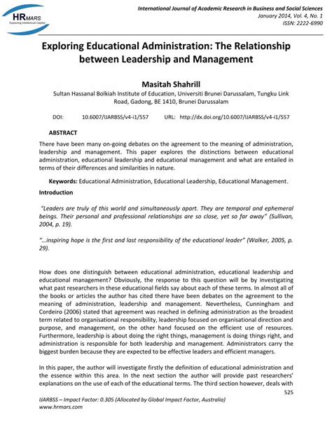 Exploring Educational Administration The Relationship