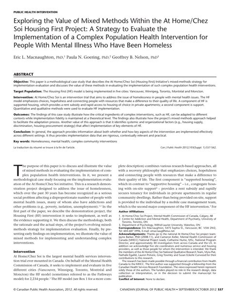 Exploring the Value of Mixed Methods Within the At Home/Chez Soi …