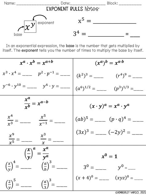 Exponent Rules Practice Worksheet The Best Worksheets Image Free