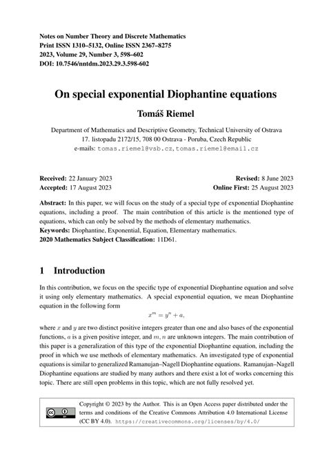 Exponential Diophantine Equations