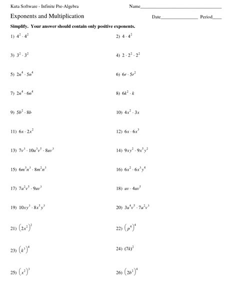 Exponents And Division Worksheet Answers
