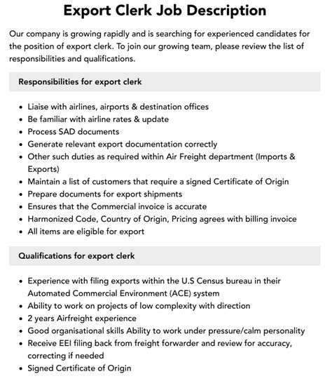 Export Clerk Jobs - 2024 Indeed.com