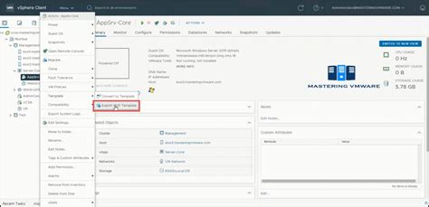 Export VM as OVF Template in vCenter Server