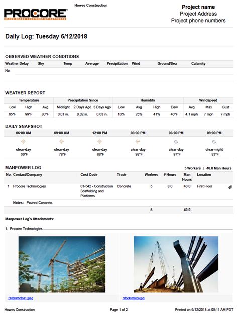 Export a Daily Log as PDF - Procore