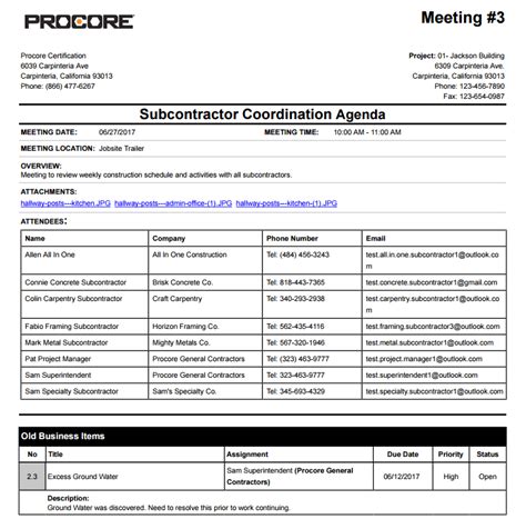 Export a Meeting as a PDF Procore