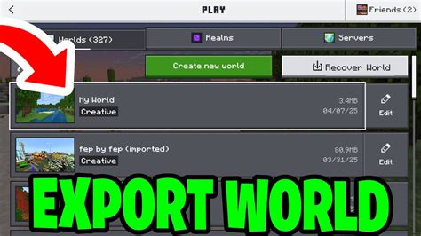 Export minecraft world android.  However you won’t be able to play o...