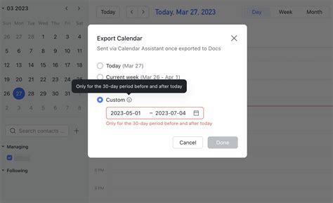 Exporting the Calendars