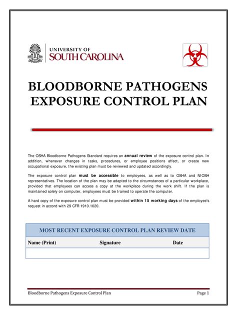 Exposure Control Plan template