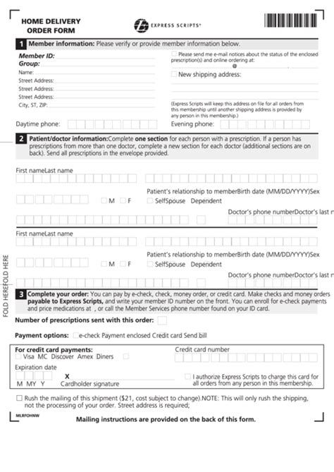 Express Scripts MailOrder Form printable pdf download