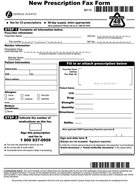 Express Scripts New Prescription Fax Form Fill and Sign Printable