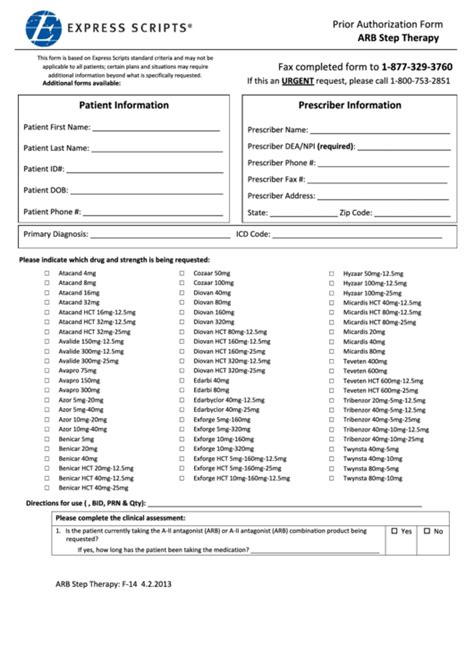 Express Scripts Prior Authorization Form Arb Step Therapy printable