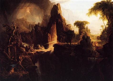 Here is what Wikipedia says about Expulsion from the Garden of Eden (Cole) Expulsion from the Garden of Eden (or Expulsion from Paradise) was painted in 1828 by English-born American painter Thomas Cole. It belongs to the collection of the Museum of Fine Arts, Boston and is on display in their Waleska Evans James Gallery (Gallery 236).