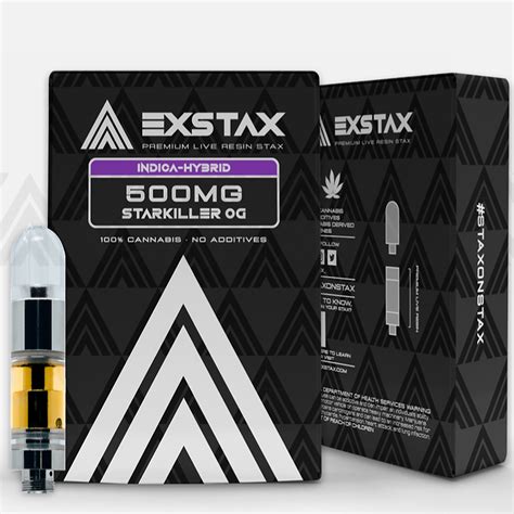 THE INDUSTRY'SFIRST STACKABLE CARTRIDGE. With EXSTAX Stackable Cartridge Technology you can now combine your favorite .510 threaded cartridge and battery products to create a unique and individualized consumer experience you wont find anywhere else. The combinations are endless when stacking EXSTAX products together with your favorite brands. . 