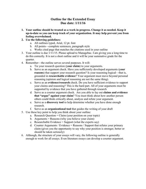 Extended Essay Outline Guide