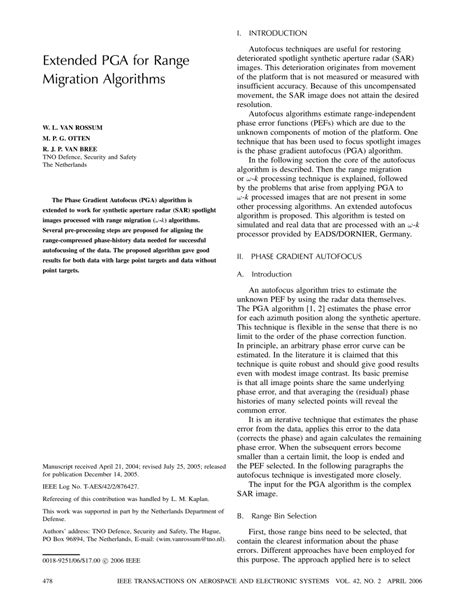 Extended PGA for Range Migration Algorithms