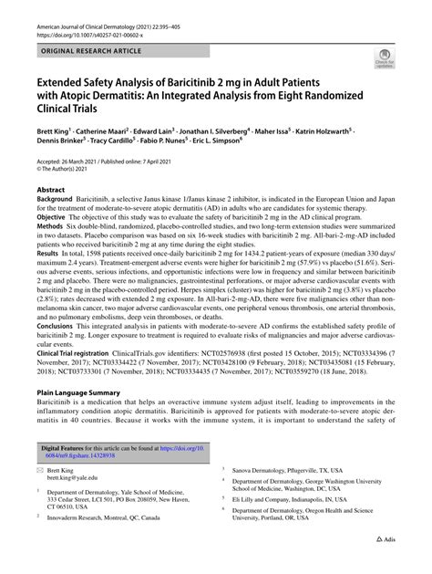 Extended Safety Analysis of Baricitinib 2 mg in Adult ... - Springer