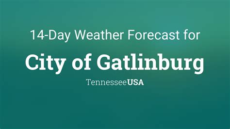 Oct 10, 2023 · Gatlinburg 14 Day Extended Forecast. Weather. Time Zone. DST Changes. Sun & Moon. Weather Today Weather Hourly 14 Day Forecast Yesterday/Past Weather Climate (Averages) Currently: 56 °F. Overcast. (Weather station: McGhee Tyson Airport, USA). . 