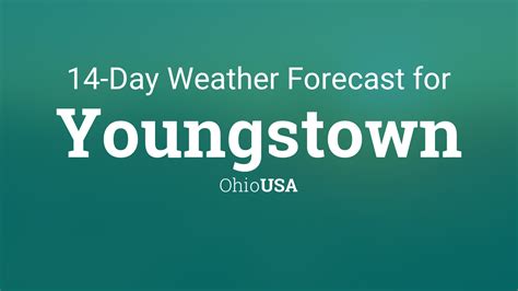 Extended weather forecast for youngstown ohio. The current weather report for Youngstown OH, as of 9:45 PM EDT, has a sky condition of Overcast with the visibility of 10.00 miles. It is 55 degrees fahrenheit, or 14 degrees celsius and feels like 53 degrees fahrenheit. The barometric pressure is 30.01 - measured by inch of mercury units - and is falling since its last observation. 