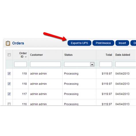 Extensions UPS Batch Order Export to CSV