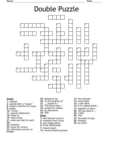 The Crossword Solver found 20 answers to "half a double date", 3 letters crossword clue. The Crossword Solver finds answers to classic crosswords and cryptic crossword puzzles. Enter the length or pattern for better results. Click the answer to find similar crossword clues.. 