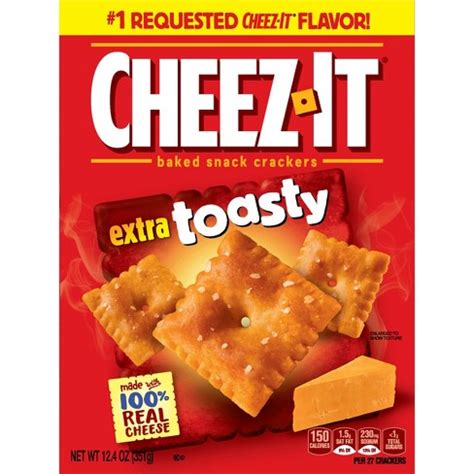 Extra toasty cheez its. Make patriotic celebrations more fun with Cheez-It Extra Toasty Baked Snack Crackers and this limited edition red, white and blue packaging. Cheez-It crackers are baked to crisp, toasty perfection and made with 100% real cheese that's been perfectly aged for a bold, delicious flavor. 