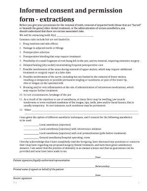 Extraction Informed Consent, Extraction Consent Form, Extractionl Form