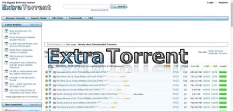 Nov 15, 2016 · ExtraTorrent, one of the largest torrent sites on the Internet, celebrates its tenth anniversary today. The site has come a long way since it first launched a decade ago. With its own distribution ... 
