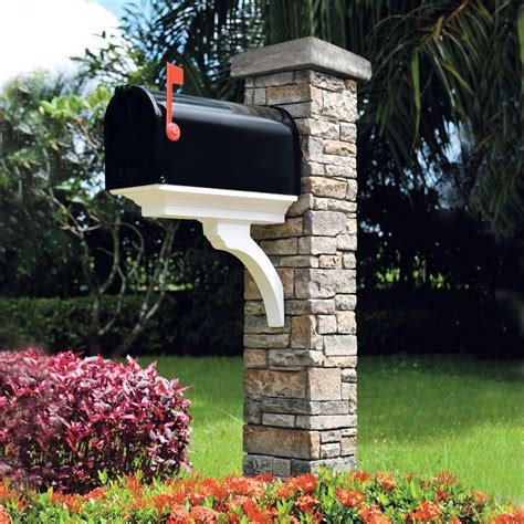 Eye Level Gray Stacked Stone Mailbox Post in the Mailbox Posts