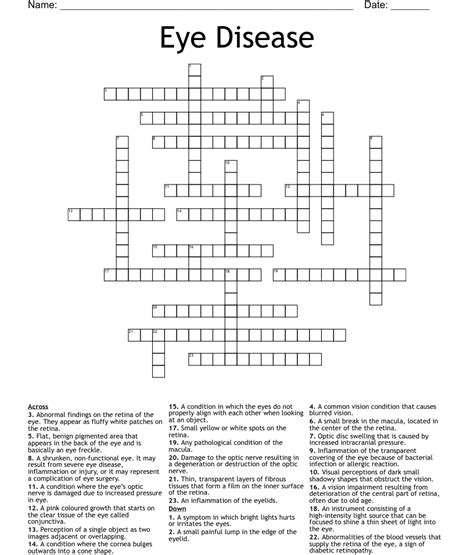Eye maladies crossword clue. pallid-looking. edited. pyromaniac's crime. leaves' noise. missense. alphabetize. *computer storage device. All solutions for "maladies" 8 letters crossword answer - We have 1 clue, 4 answers & 2 synonyms from 8 to 11 letters. Solve your "maladies" crossword puzzle fast & easy with the-crossword-solver.com. 