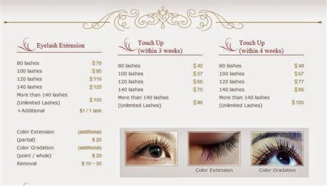 Eyelash Extension Price List