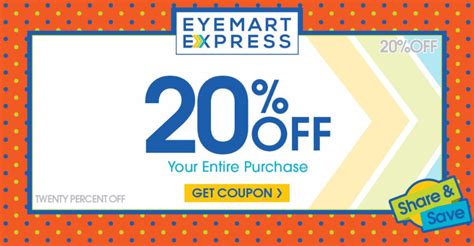 Eyemart express 40 off coupon. Take advantage of the Eyemart Express 40 off coupon and Eyemart Express 365 coupon to save on the first-time purchase. At times, you can grab 40% off any purchases of $100 or more to maximize your savings on designer frames and prescription eyeglasses. 