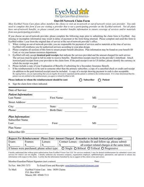 Eyemed Claims Form - Fill Out and Sign P…