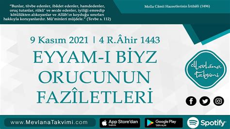 Eyyamı Biyz Orucunun Faziletleri Mevlana Takvimi. 