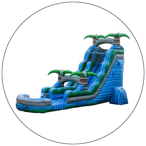 Ez inflatables. Blower: 1 of 1.5hp (included) Weight: 1 Pc. Unit - 478 lbs. With any EZ Inflatables Water Slide, you can rest easy because you know you’re getting a top of the line, commercial grade inflatable that’s going to last! The 18 Ft Purple Crush Dual Lane Water Slide-WS1178-IP is no exception. 