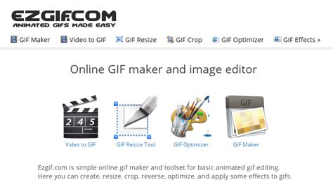 Ezgid. Ezgif.com is a simple, free online GIF maker and toolset for basic animated image editing. Here you can create, edit and convert GIF, APNG, WebP, MNG and AVIF animations. ezgif.com news and updates. Mar 6, 2024. Added PNG to SVG and JPG to SVG converters using autotrace and vtracer tools. 