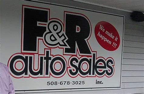 F and r auto sales. K&R Auto Sales. 4.8 (201 reviews) 900 Center St Auburn, ME 04210. Visit K&R Auto Sales. Sales hours: 8:00am to 6:00pm. View all hours. Sales. Monday. 