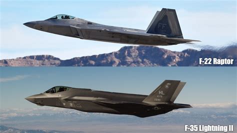 F-22 raptor vs f-35 lightning ii. Aug 14, 2022 ... This video is a detailed breakdown of the F22 and F35 jets, followed by a simulated dogfight in the Digital Combat Simulator. The F22 vs 35 ... 